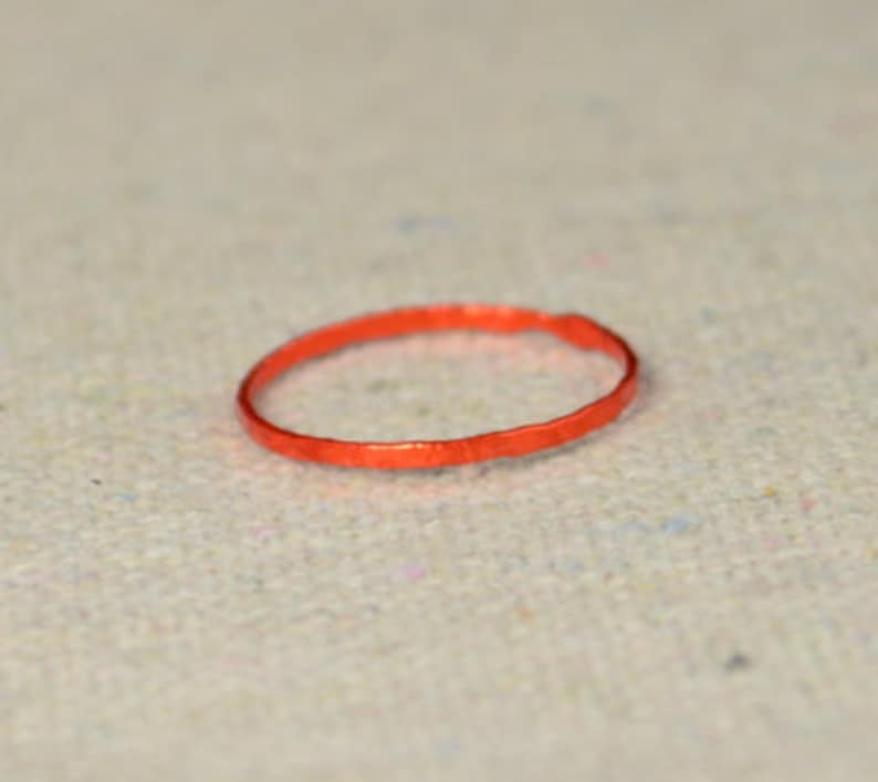 Orange Ring Orange Jewelry Set of 5 Super Thin Orange Silver Stackable Rings Thin Orange Ring Orange Stacking Rings Stack Rings