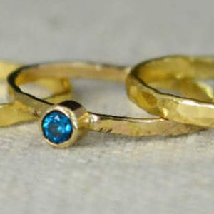 Classic Solid 14k Gold Blue Zircon Ring 3mm gold solitaire image 3