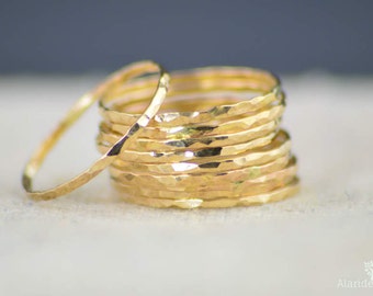 Gold Stack Ring, Gold Ring, Stack Ring, Thin Gold Ring, 14k Gold Ring, Simple Gold Ring, Stack Gold Ring, Gold Hammered Ring, Dainty, Gold