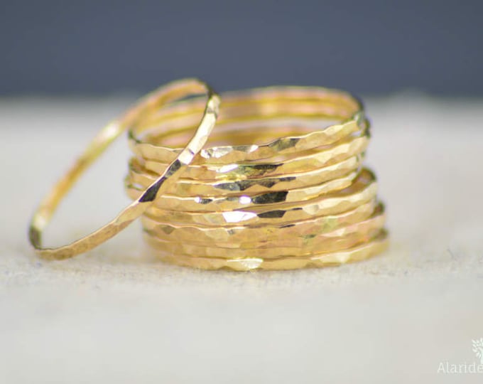 Featured listing image: Super Thin 14k Gold Hammered Band, 14k Gold Filled, Gold Band, Stacking Rings, Simple Gold Ring, Hammered Gold bands, Dainty Gold Ring, Ring
