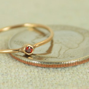 Tiny Garnet Ring, Rose Gold Filled Garnet Ring, Garnet Stacking Ring, Garnet Mothers Ring, January Birthstone, Garnet Ring, Tiny Ring image 3