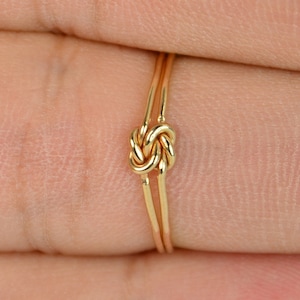 Love Knot, Dainty Gold Double Knot Ring, Love Ring, Love Knot Ring, BFF Ring, Bridal Ring, Promise Ring, Mother Daughter Ring, Gold Ring image 2