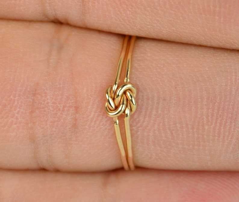 Love Knot, Dainty Gold Double Knot Ring, Love Ring, Love Knot Ring, BFF Ring, Bridal Ring, Promise Ring, Mother Daughter Ring, Gold Ring image 2