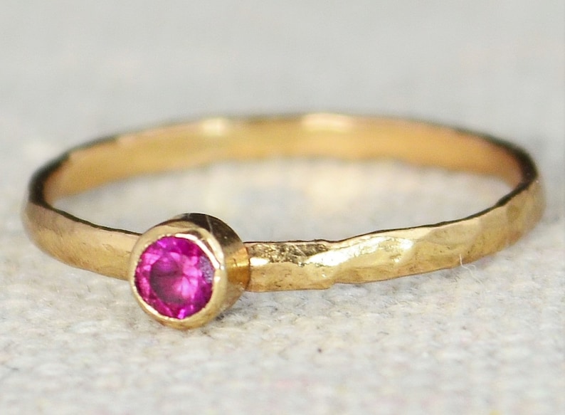 Pink Ring rose gold filled solitaire Mothers Ring Classic Rose Gold Filled Ruby Ring gold band July Birthstone solitaire ring