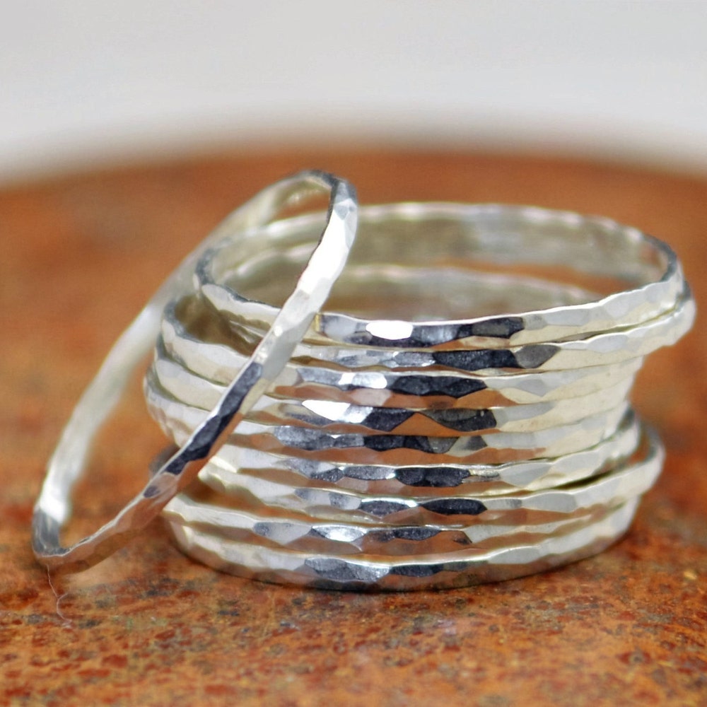 Super Thin Sterling Silver Stackable Rings Silver Stacking image 0