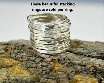 Thin .999 Pure Silver Stackable Ring(s), Stack Rings, Stacking Rings, Made to Order, Hammered Silver Ring