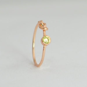 14k Rose Gold Peridot Infinity Ring, 14k Rose Gold, Stackable Rings, Mothers Ring, August Birthstone, Rose Gold Infinity,Rose Gold Knot Ring image 2