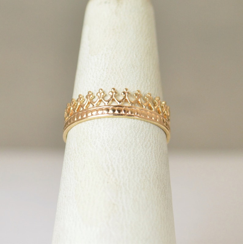 Dainty Solid 14k Gold Crown Ring, Gold Princess Crown Ring,Gold Princess Ring, Gold Tiara Ring,Gold Queen Ring,14k Gold Ring, 14k Solid Gold image 2