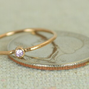 Tiny Rose Gold Filled Pink Tourmaline Ring, Rose Gold Tourmaline Ring, Pink Tourmaline Stacking Ring, Pink Mother Ring, October Birthstone image 3