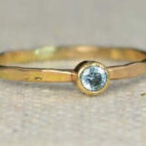 Classic 14k Gold Filled Aquamarine Ring, Gold Solitaire, Solitaire Ring, 14k Gold Filled, March Birthstone, Mothers Ring, Gold Band, Yellow image 2