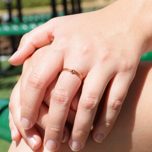 Tiny Garnet Ring, 14k Solid Rose Gold Garnet Ring, Garnet Stacking Ring, Garnet Mothers Ring, January Birthstone, Garnet Rings, Tiny Ring image 2