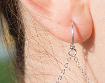 Garnet Earrings, Delicate Earrings, Gold Earring, Sterling Earrings, Rose Earrings, Copper, Dangle Earrings, Gemstone, Red Earring