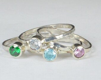 Grab 4- Small Silver Mothers Rings, Mother's Ring, Grandmas Rings, Mommy Ring, Mothers Jewelry, Gift for Mom, Grandma's Ring