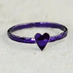 Tiny Purple Heart Ring, Sterling Silver, Purple Ring, Personalized Ring, purple heart,violet Ring, Girl Friend Gift, BFF Ring, Best Friend