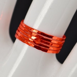 Super Thin Orange Silver Stackable Rings, Orange Ring, Stack Rings, Orange Stacking Rings, Orange Jewelry, Thin Orange Ring, Orange, Band image 1