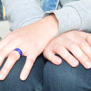 Super Thin Blue Silver Stackable Rings,Blue Ring,Stack Rings,Blue Stacking Rings, Blue Jewelry, Thin Blue Ring, Royal Blue, Blue accessory image 1