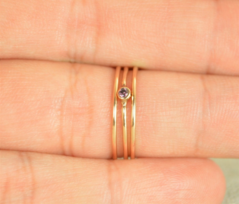 Tiny Alexandrite Ring, Rose Gold Filled Alexandrite Stacking Ring, Rose Gold Alexandrite Ring, Alexandrite Mothers Ring, June Birthstone image 2