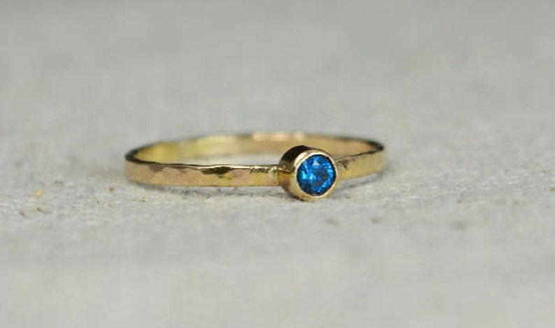 Classic 14k Gold Filled Blue Zircon Ring, Gold solitaire, solitaire ring, 14k gold filled, December Birthstone, Mothers Ring, gold band image 3