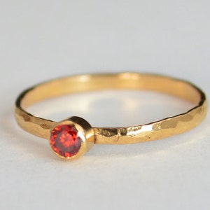 Classic Solid 14k Rose Gold Garnet Ring, Gold Solitaire, Red Ring, Real Gold, January Birthstone, Mothers Ring, Solid Gold Band, Gold ring image 1