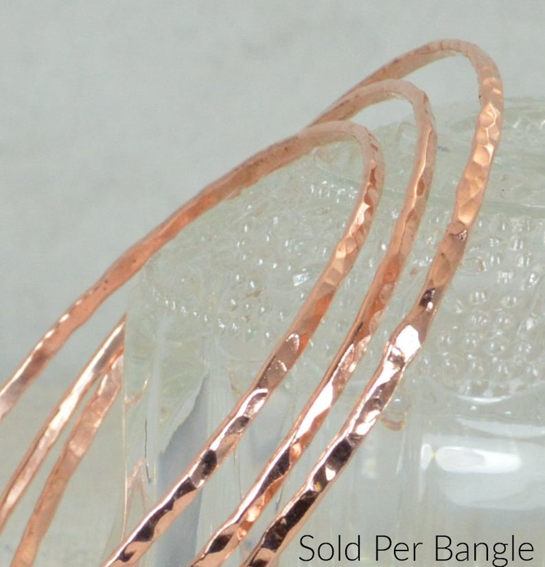 Thin Copper Bangle, Hammered Bangle, Thin Bangle, Stacking Bangles, Copper Bangle, Copper bracelet, stacking bangle, bangle image 1
