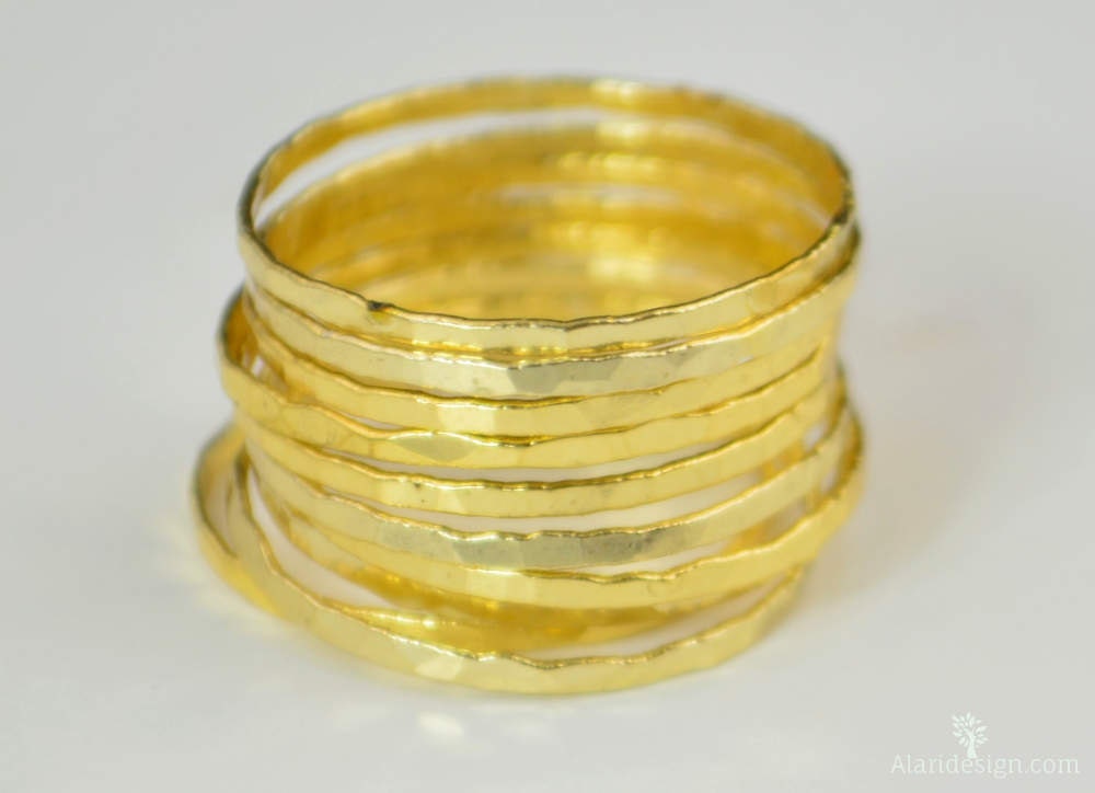 Super Thin Golden Silver Stackable Rings Thin Gold Ring - Etsy