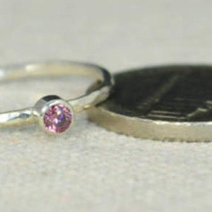 Classic Sterling Silver Alexandrite Ring, 3mm Silver solitaire, Purple Ring, Silver jewelry, June Birthstone, Mothers RIng, Silver band image 3