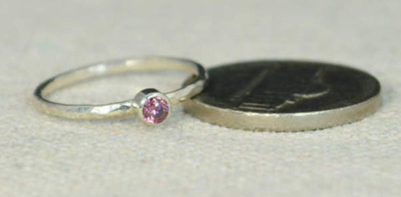 Classic Sterling Silver Alexandrite Ring, 3mm Silver solitaire, Purple Ring, Silver jewelry, June Birthstone, Mothers RIng, Silver band image 3