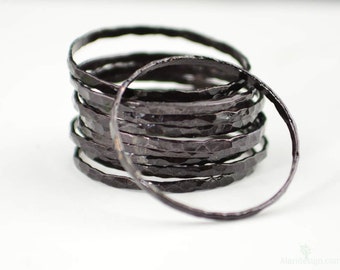 Super Thin Black Copper Stackable Ring(s), Black Ring, Skinny Ring, Copper Band, Black Copper Ring, Hammered Copper Ring, Pure Copper