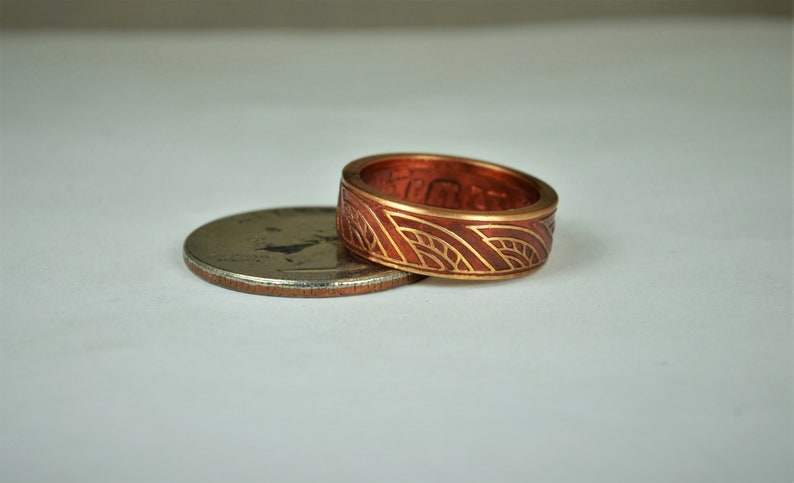 Ray Ring Coin Art Dusky Rose Ring Thailand art Bronze Ring Coin Ring Wave Ring Dusky Rose Thai Coin Ring Thai Art Thailand Coin ring