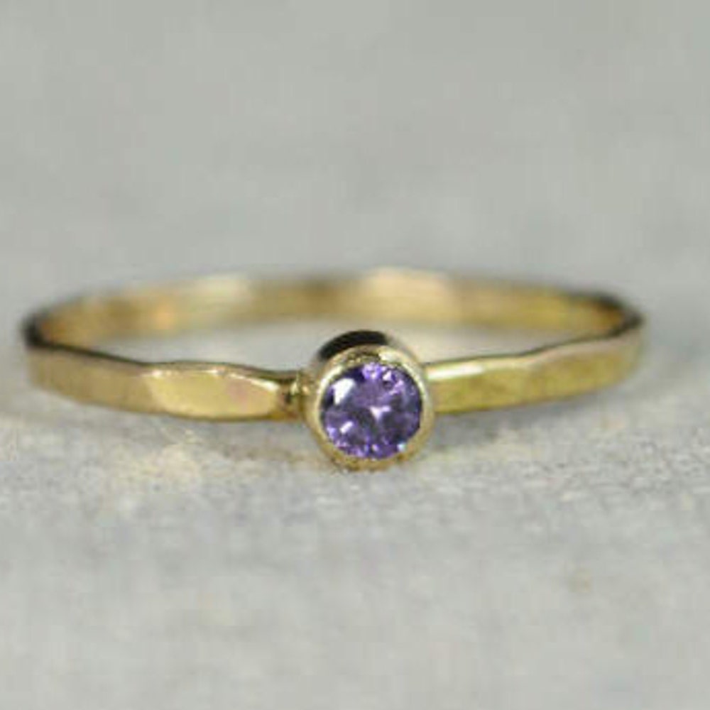 Classic 14k Gold Filled Amethyst Ring Gold Solitaire image 0