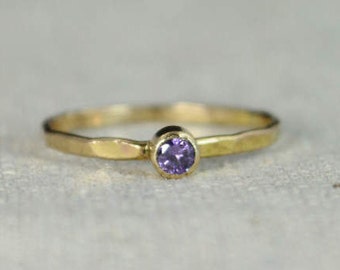 Classic 14k Gold Filled Amethyst Ring, Gold Solitaire, Solitaire Ring, 14k Gold Filled, February Birthstone, Mothers Ring, Gold Band, Yellow