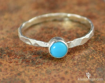 Small Silver Turquoise Ring, Pure Silver Turquoise Ring, Natural Turquoise Ring, Mothers Ring, Turquoise Jewelry, December Birthstone Ring