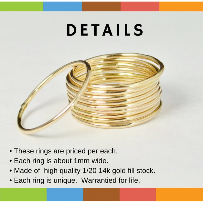 Thin Round Gold Stackable Ring 14k Gold Filled Stacking - Etsy