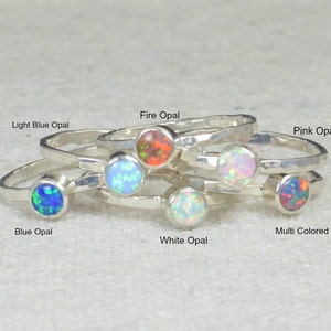 Grab 3 Small Opal Rings, Opal Ring, Opal Jewelry, Stacking Ring, October Birthstone Ring, Opal Ring, Mothers Ring image 3
