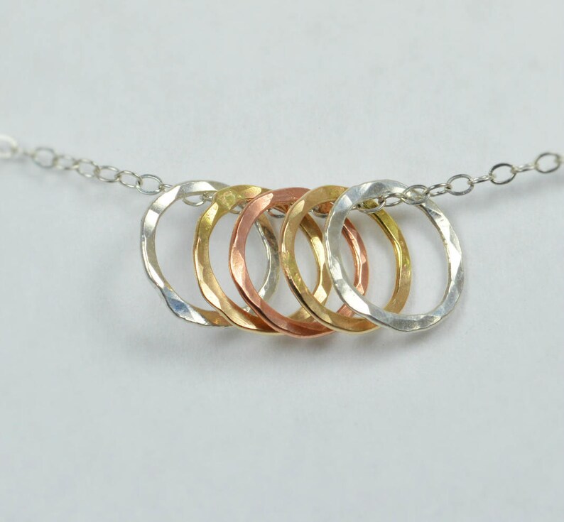 Dainty Hammered Circle Necklace Gold Circle Necklace Ring Etsy
