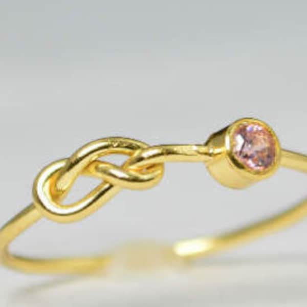 14k Gold Pink Tourmaline Infinity Ring 14k Gold Ring image 2