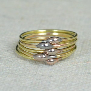 Unique Brass Stacking Rings, Bimetal Ring, Hippie Ring, Boho Rings, unique rings for her, Dew Drop Rings, Thin Ring, bohemian rings image 1