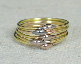 Unique Brass Stacking Ring(s), Bimetal Ring, Hippie Ring, Boho Rings, unique rings for her, Dew Drop Rings, Thin Ring, bohemian rings