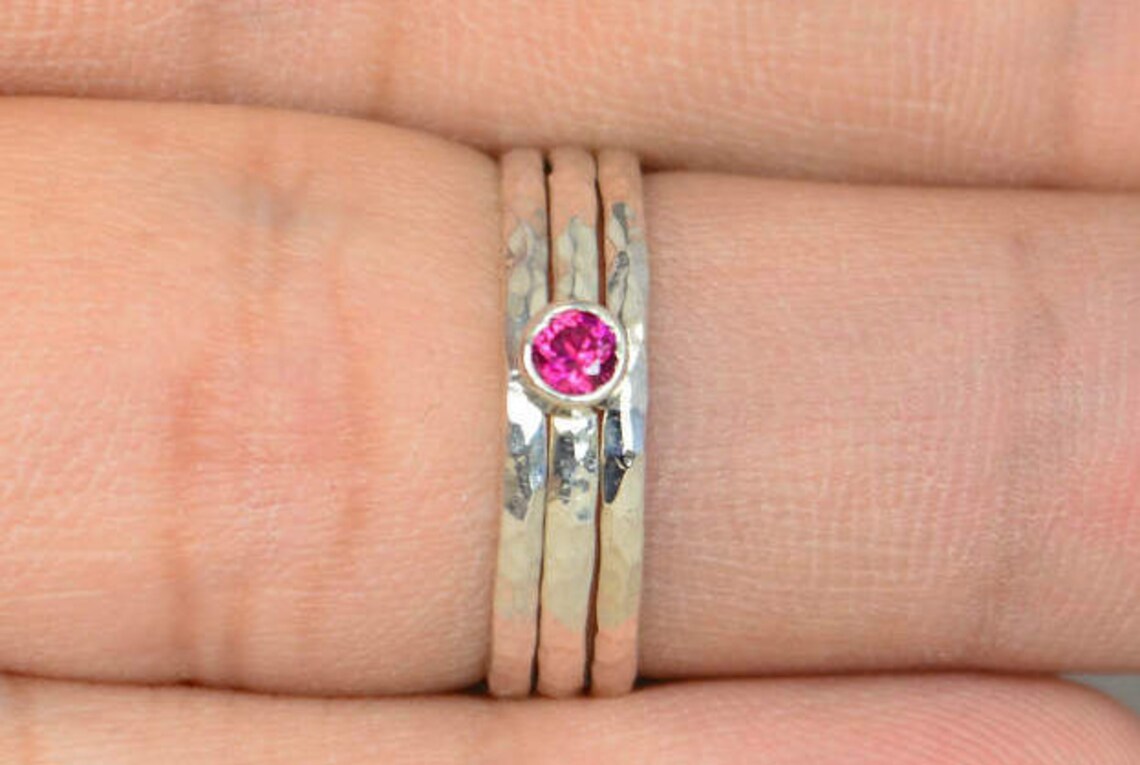 Classic Sterling Silver Ruby Ring 3mm Silver Solitaire Etsy