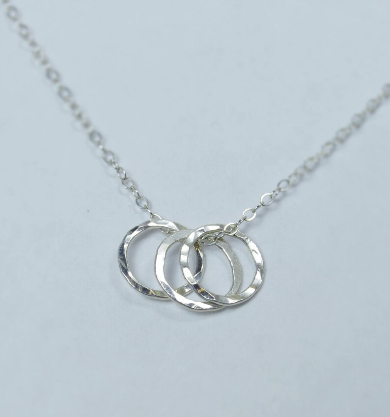 Dainty Hammered Circle Necklace Silver Circle Necklace Ring Etsy
