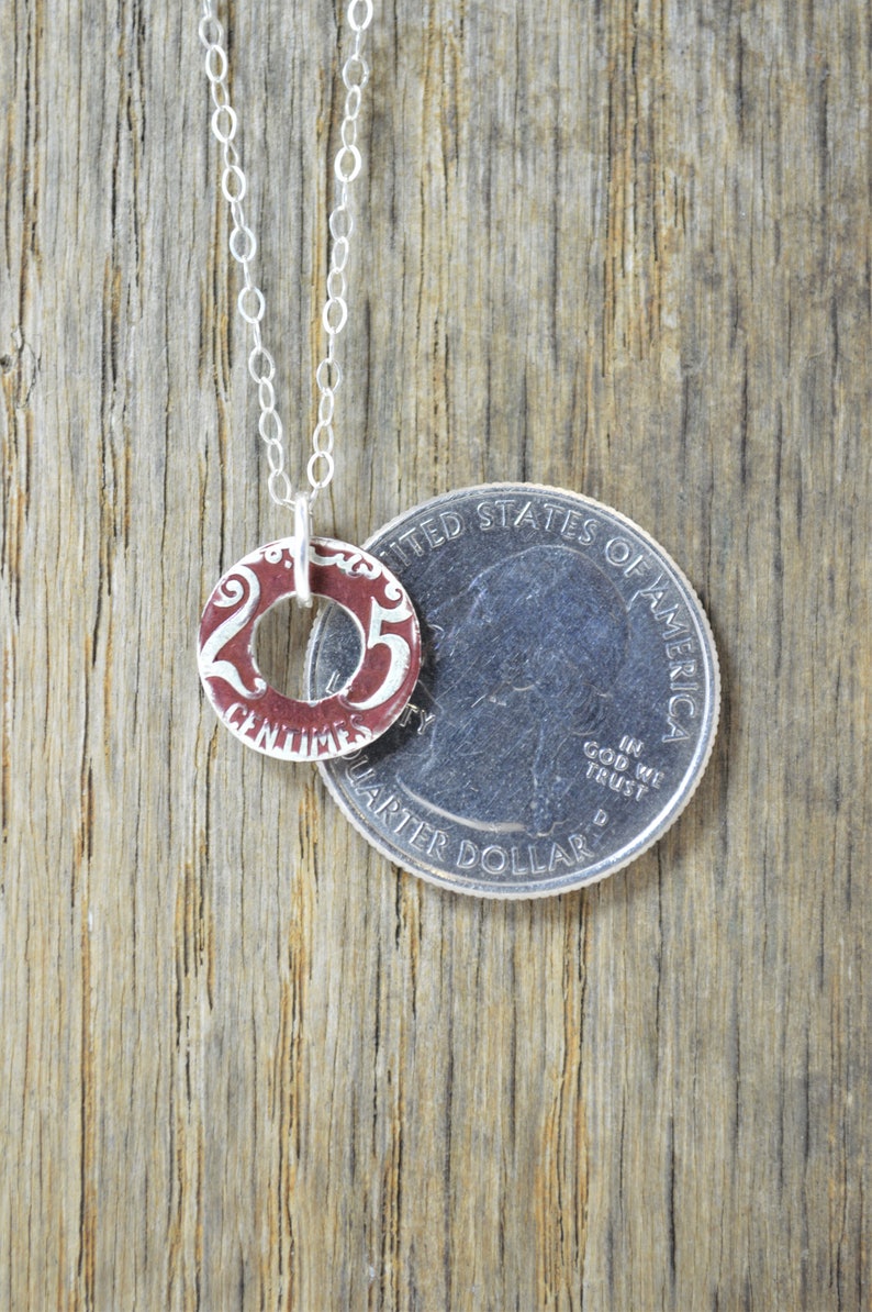 Moroccan Coin Necklace, Burgundy Coin Necklace, Coin Art, Morocco, Silver Coin, Moroccan Art, Boho Necklace, Two-Sided, Coin Charm, Charm image 6