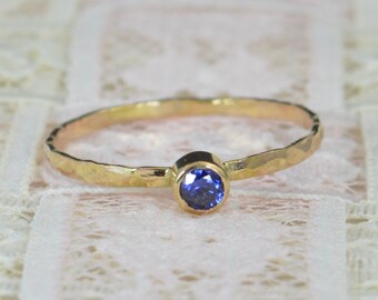 Sapphire Engagement Ring, 14k Gold, Sapphire Wedding Ring Set, Rustic Wedding Ring Set, Natural Sapphire Ring, Solid 14k Sapphire  Ring