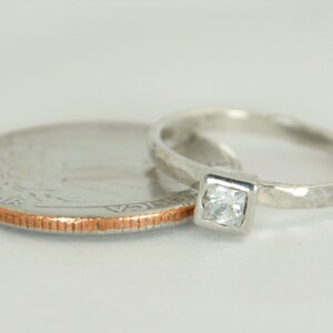 Square CZ Diamond Ring, Diamond, 14k White Gold Ring, April's Birthstone Ring, Square Stone Mothers Ring, Square Stone Ring, Diamond Ring image 3