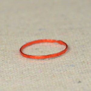 Super Thin Orange Silver Stackable Rings, Orange Ring, Stack Rings, Orange Stacking Rings, Orange Jewelry, Thin Orange Ring, Orange, Band image 2