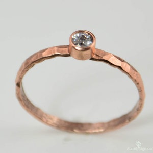 Copper CZ Diamond Ring,Classic Size, Stackable Rings, Mothers Ring, Aprils Birthstone, Copper Jewelry, CZ Diamond Ring, Pure Copper Ring image 1