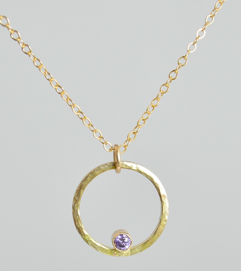 Gold Filled Amethyst Necklace, Mothers Necklace, Mom Necklace, February Birthstone Necklace, Amethyst Necklace, Mother's Necklace, Gold image 1