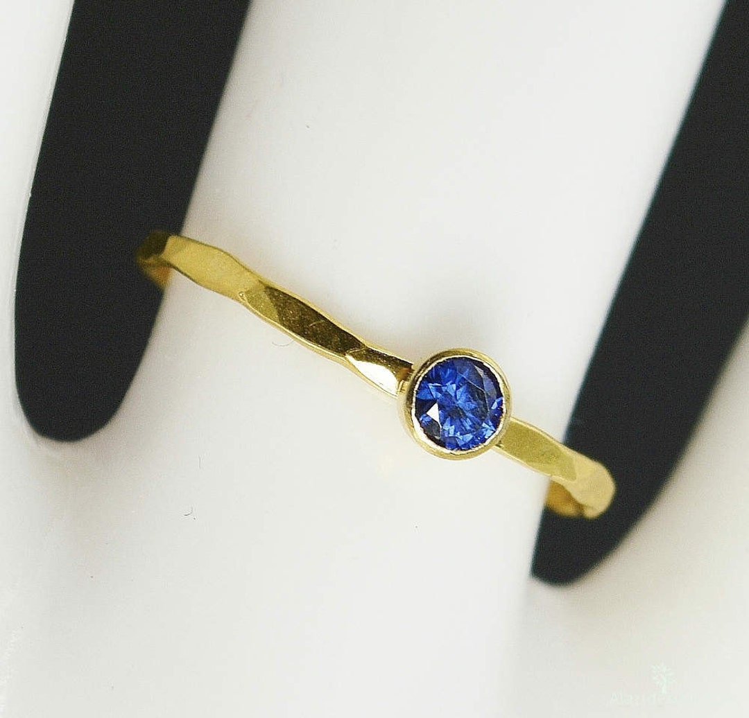 Dainty Solid 14k Gold Sapphire Ring 3mm Gold Solitaire - Etsy