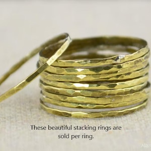 Super Thin Brass Stacking Rings,Brass Rings,Brass Ring, Brass Stacking Ring, Gold Brass Ring, Hammered Brass Ring, Dainty Brass Ring, BOHO image 1