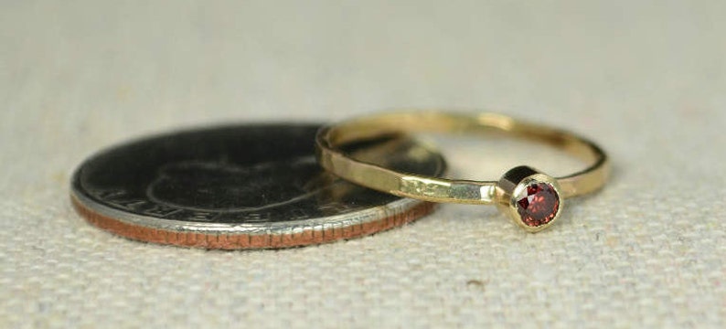 Solid 14k Gold Classic Garnet Ring,Gold Solitaire, Solitaire Ring, Solid Gold, January Birthstone, Mothers Ring, Solid Gold Band, Gold Ring image 4