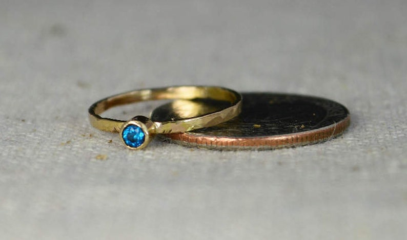 Classic 14k Gold Filled Blue Zircon Ring, Gold solitaire, solitaire ring, 14k gold filled, December Birthstone, Mothers Ring, gold band image 4